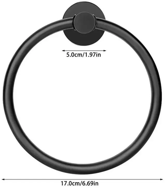 Main image of Stainless Steel Towel Ring, Matte Black Hand Towel Holder, Round Bathroom Towel Hanger, Wall-Mounted Accessory