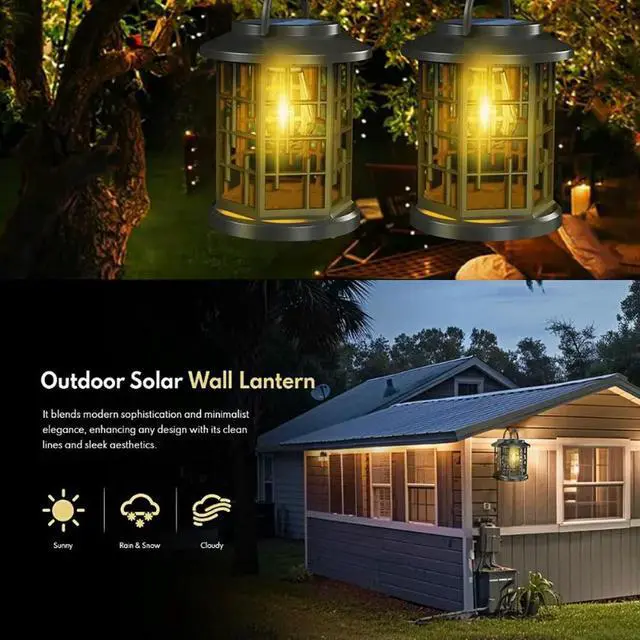 Alt view image 3 of 3 - Solar Lanterns Waterproof, Upgraded Bright Hanging Solar Lights for Outside, for Garden Patio Yard Decorative