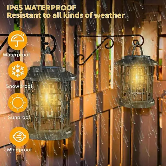 Alt view image 2 of 3 - Solar Lanterns Waterproof, Upgraded Bright Hanging Solar Lights for Outside, for Garden Patio Yard Decorative