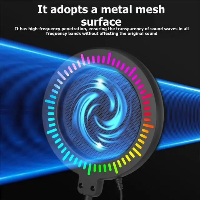 Main image of Microphone Blast Filter Flexible Windscreen Soundproof Enclosure, Colorful Lighting Effects, RGB Anti-Glare Filters