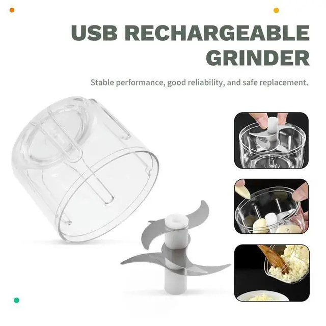 Alt view image 2 of 6 - Electric Garlic Chopper, 320ML Mini Veggie Chopper with 6 Blades, USB Rechargeable Grinder