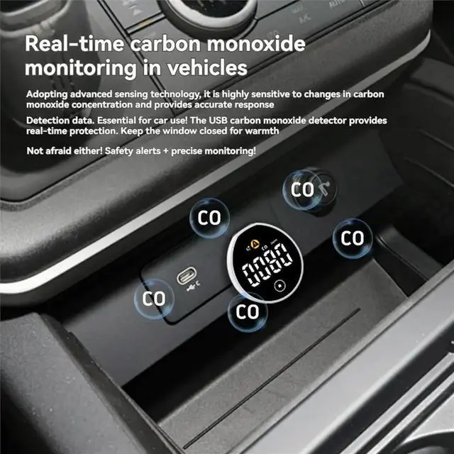 Alt view image 2 of 3 - Mini USB Plug-in Carbon Monoxide Alarm Detector CO Gas Detector Air Monitor for Home/Hotel/Travel/Office/RV
