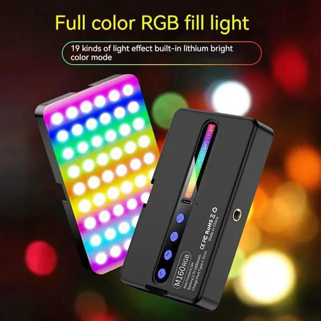 Alt view image 2 of 3 - M160 RGB LED Video Light 2700-6500K Handheld Photography Fill Lamp CRI95+ Built-in 1800mah Cold Shoes Vlog Pocket Light