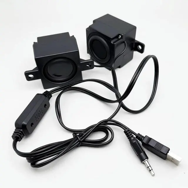 Alt view image 2 of 3 - USB mini speakers for pc plug and play 1 pair with 3.5mm audio input Around Stereo