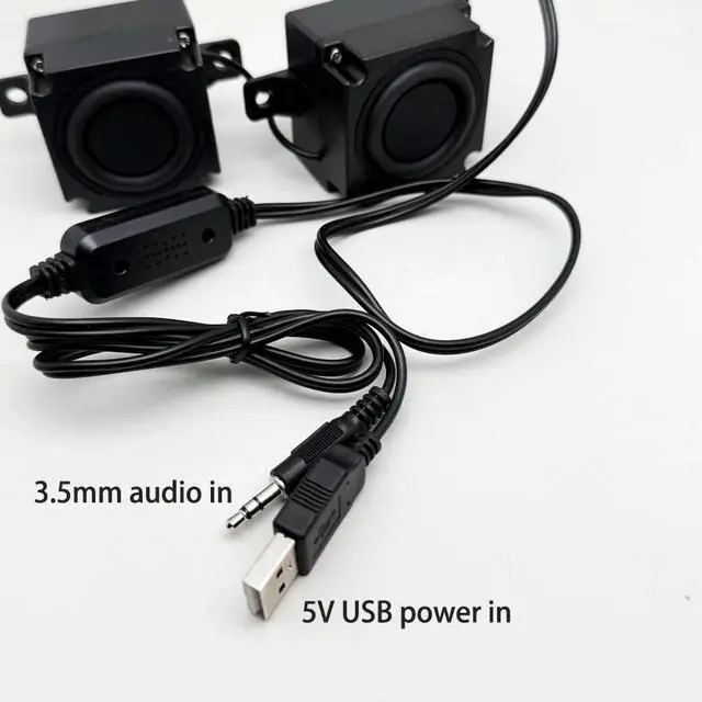 Alt view image 3 of 3 - USB mini speakers for pc plug and play 1 pair with 3.5mm audio input Around Stereo
