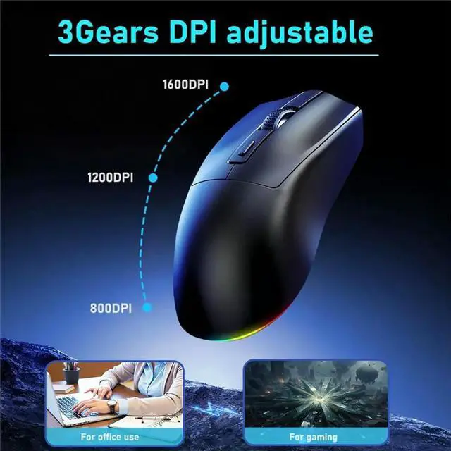 Alt view image 2 of 6 - Rechargeable Gaming Mouse with Charging Dock Bluetooth 2.4G Dual Mode Backlight Ergonomic Design Game Mouse B