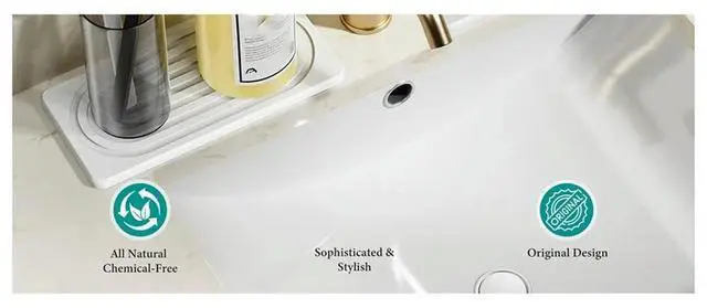 Main image of Water Absorbing Stone Tray for Sink, Quick Drying Diatomite Bathroom Tray Countertop, Drying Mat for Kitchen Counter
