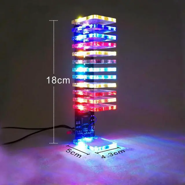 Alt view image 2 of 6 - DIY electronic kit LED light cube music spectrum assemble kit 13-segment audio light column diy soldering project