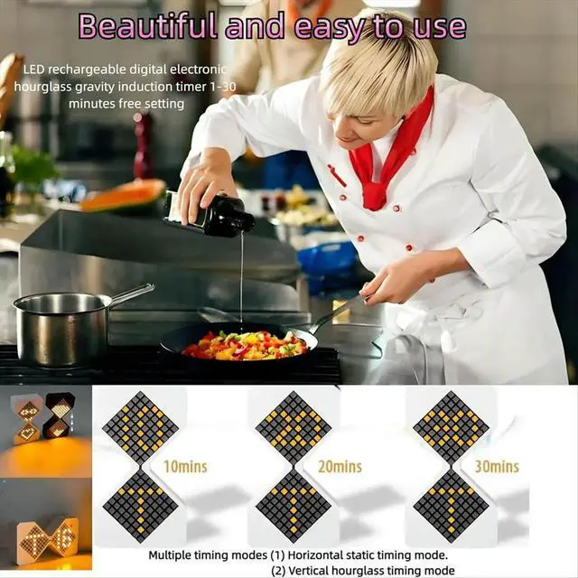 Alt view image 3 of 6 - Digital Hourglass Light 1-30 Minute Freely Adjustable Gravity'S Timer Dynamic Flow Cube Led Night Light for Home White