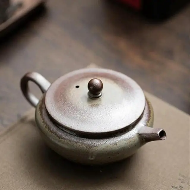 Alt view image 2 of 6 - 100ML Old Rock Mud Flat Teapot Chinese Retro Ceramic Tea Brewing Tea Pot Teapot Ball Hole Filter Tea Kettle Tea Ceremony