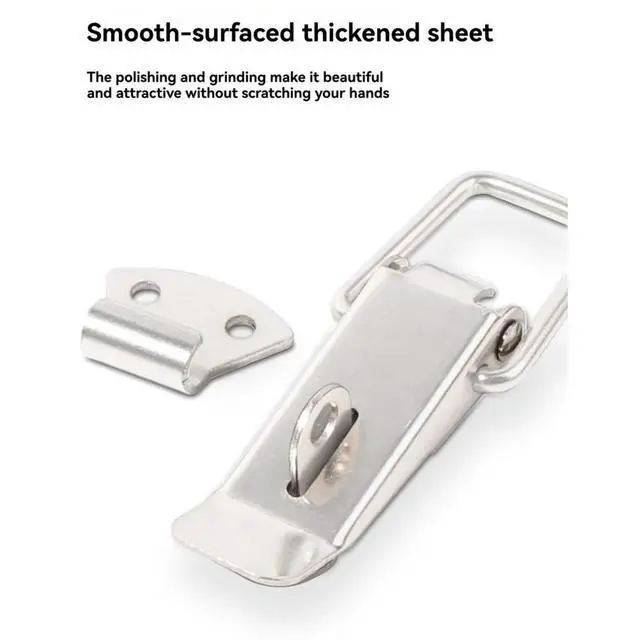 Alt view image 2 of 3 - 10Pcs Spring Loaded Toggle Catch, Stainless Steel Spring Toggle Lock with Padlock Hole for Cabinet, Wooden Case Large