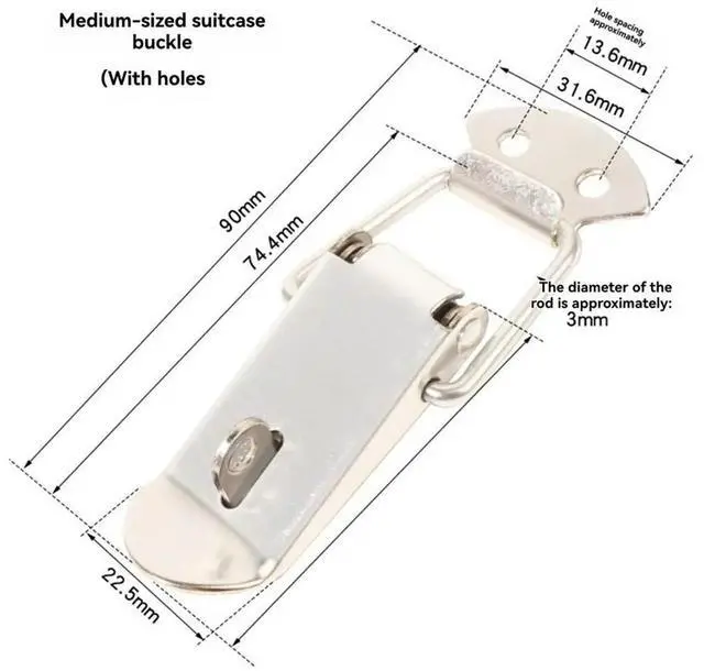 Main image of 10Pcs Spring Loaded Toggle Catch, Stainless Steel Spring Toggle Lock with Padlock Hole for Cabinet, Wooden Case Large