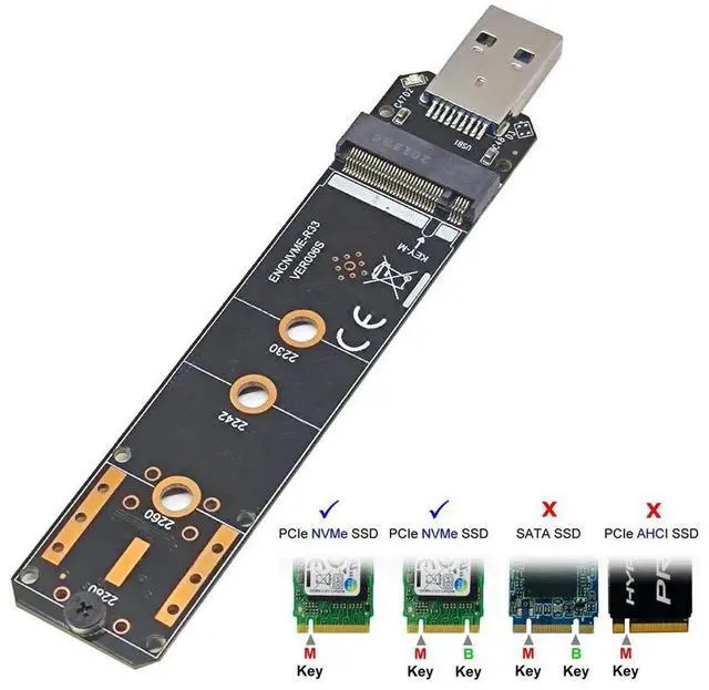 Main image of NVME USB Adapter M.2 NVMe To USB 3.1 SSD Adapter 10Gbps USB3.1 Gen 2 RTL9210 Chips for M Key M2 NVMe 2230 2242 2260 2280 M.2 SSD