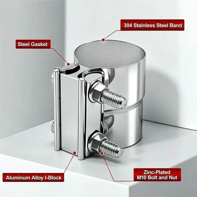 Alt view image 3 of 6 - Muffler(2 Packs) 2.5" Exhaust Clamp, 2 1/2 Lap Joint Clamp 304 Stainless Steel For 2.5" Od To 2.64" For O D Exhaust Pipe