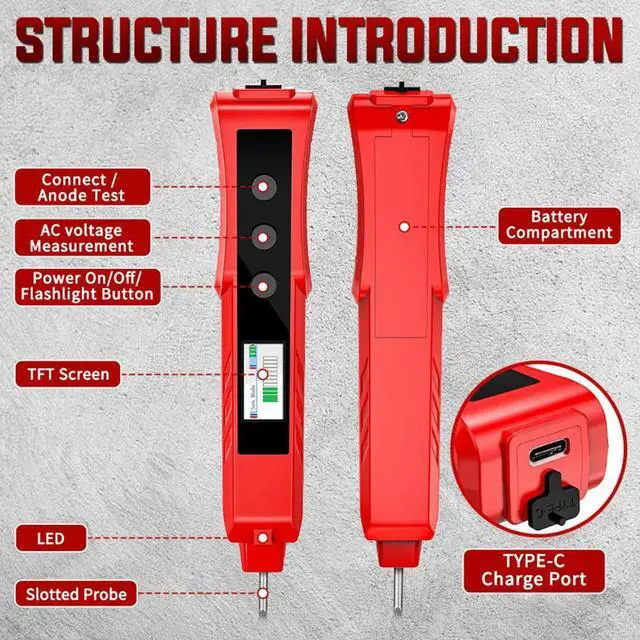 Alt view image 2 of 6 - HR50 Contact AC Voltage Tester Digital Voltage Detector Pen AC 500V Electric Pen with LCD Display Sound Light Alarm