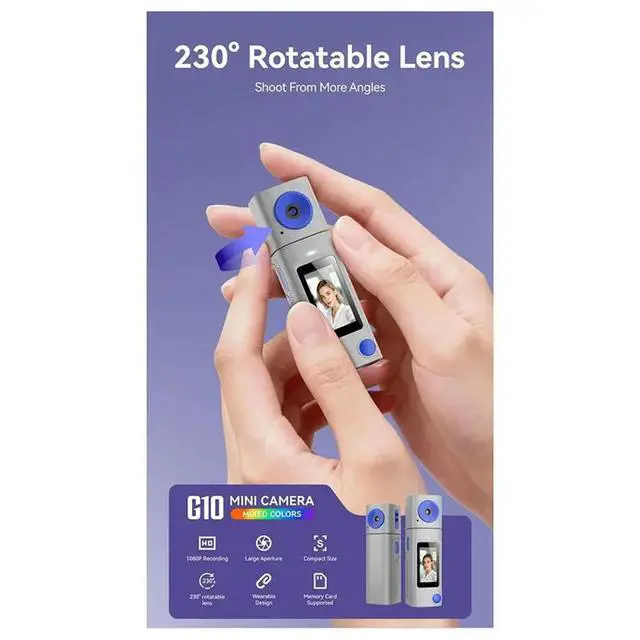 Alt view image 2 of 4 - G10 Mini Thumb Camera With Rotating Lens For Outdoor Sports Activities 1080P HD Digital Student Video Recording And Phot