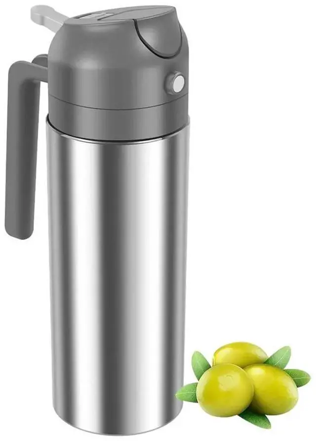 Main image of 500ml Spray&Pour Dual-Purpose Oil Dispenser Stainless Steel Oil Spray Bottle Can Be Refilled with Sprayer Grey