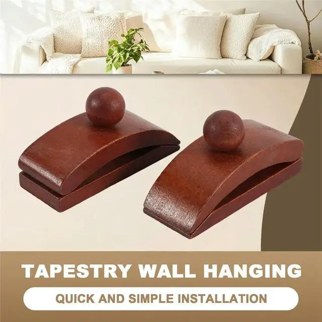 Alt view image 3 of 6 - 4 Pack Quilt Hanger Set for Wall Decoration - Wooden Tapestry Hanger, Quilt Hangers for Wall for Display, Quilt Clips