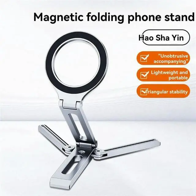 Main image of For Magsafe Phone Holder Magnetic Tripod for Vlog Foldable Desktop Mount for Travel Folding Aluminum Alloy Holder Black
