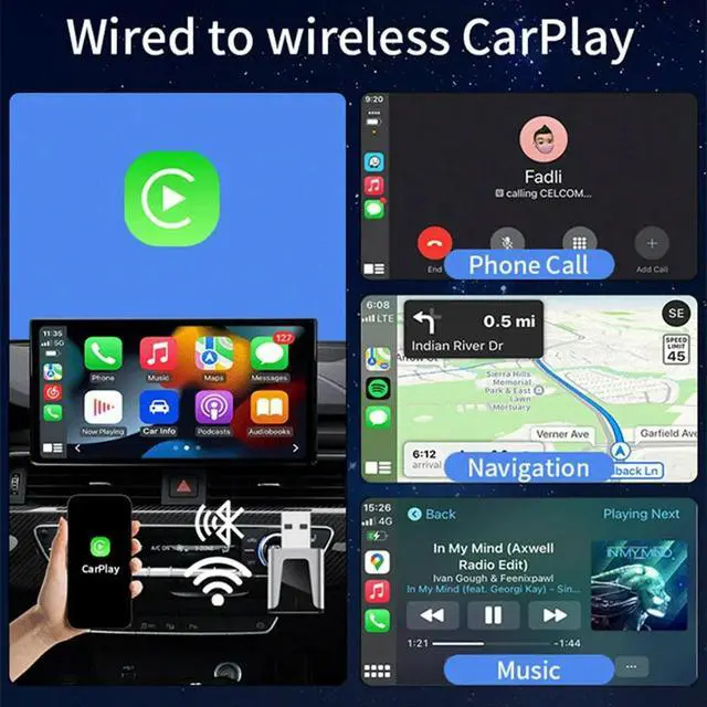 Alt view image 2 of 6 - Mini CarPlay Adapter, 2 in 1 CarPlay & Android Auto Adapter Converts Factory Wired CarPlay to