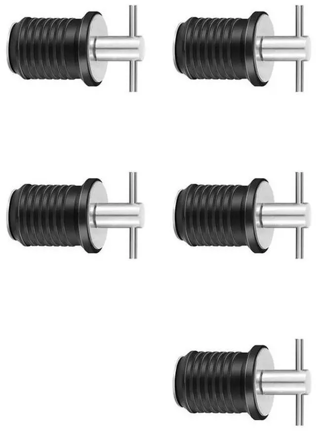 Main image of 5X Marine Boat Drain Plug T-Handle Screw Adjustable Rubber Deck Drain Plug,Silver 19MM