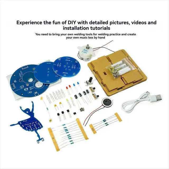 Alt view image 3 of 6 - Rotating Music Box DIY Electronic Kit Ballerina Girl Music Box with RGB LED Rotating Design for DIY Welding Practice