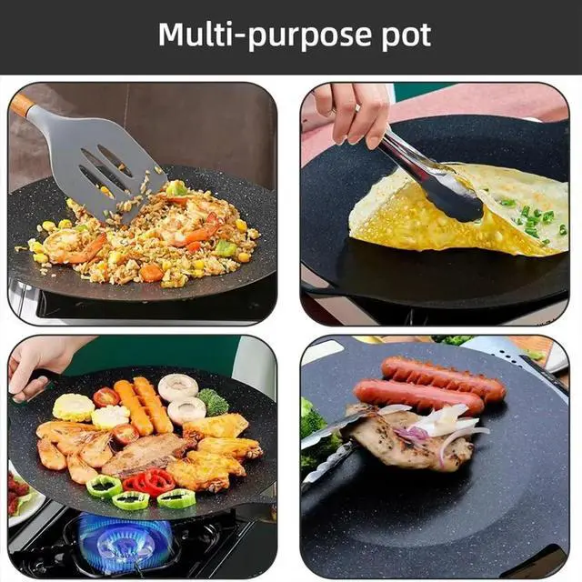 Main image of 34CM Grill Pan Korean Round Non-Stick Barbecue Plate for Outdoor Travel Camping Frying Pan Barbecue Accessories