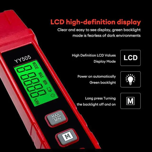 Alt view image 2 of 3 - Cross-Border Digital Display Handheld Wood Moisture Detector Pine Wood Cement Mortar Gypsum Moisture Detector