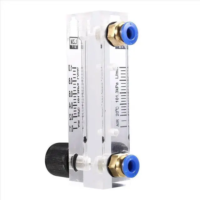 Alt view image 3 of 6 - 4T 0.1-1L/MIN Acrylic Variable Area Flow Meter Adjustable Panel Mount Gas Rotameter Air Flow Rate Controller