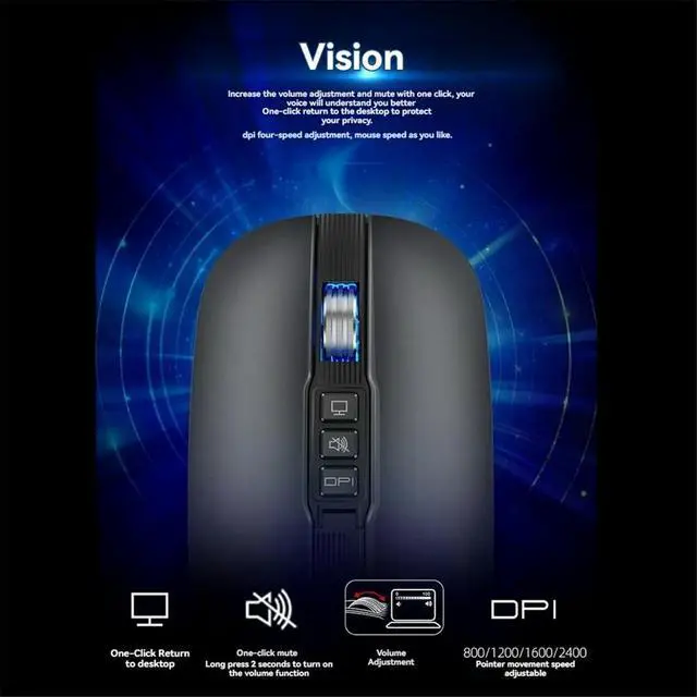 Alt view image 3 of 6 - Bluetooth Mouse 2.4G Office Mouse Tablet PC Notebook Dual Mode USB Charging Mouse for Laptop Gray