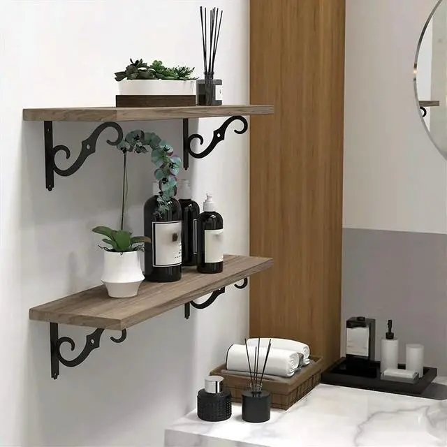 Main image of 4 Pack Decorative Shelf Brackets,5 Inch Black Shelf Brackets with Screws,L Shape Heavy Duty Wall Mounted l Bracket
