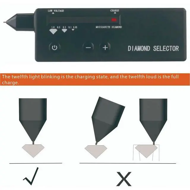 Alt view image 3 of 6 - Rechargeable Diamond Tester Pen with UV Light High Accuracy Electronic Jewelry Gem Selector for Novice and Expert