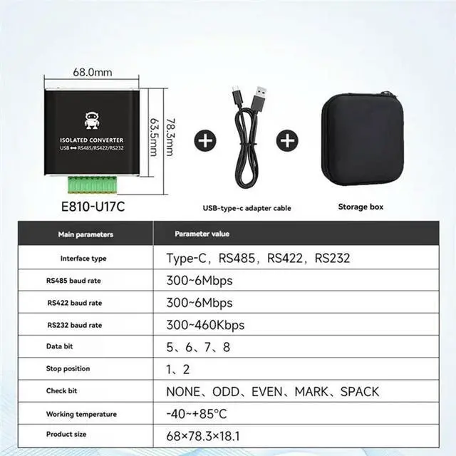 Alt view image 2 of 6 - CH343G USB To Serial Converter Dual Isolation Of Power And Signal 300-6Mbps Baud Rate Supports RS232/RS422/RS485 Protoco