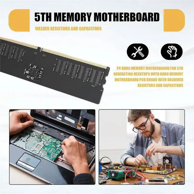 Alt view image 2 of 6 - DDR5 Memory Motherboard 5th Generation Desktop DDR8 with Memory Motherboard,Already Soldered with Resistive Capacitors