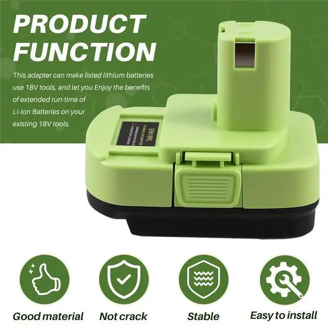 Alt view image 3 of 6 - For Einhell 18V Lithium Batteries EIN18RL Adapter Converter for Ryobi 18V Cordless Power Tool Drill