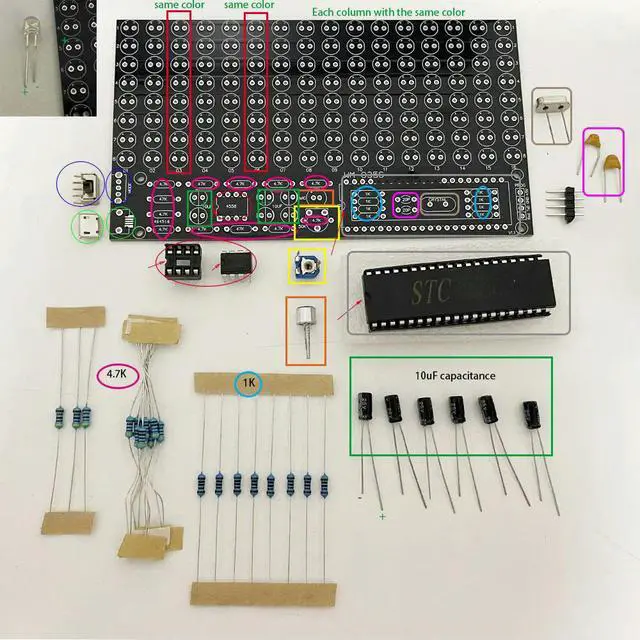 Alt view image 2 of 6 - DIY electronic kit music Spectrum display 16X8 LED 5.5inch Voice sensor DIY sodering project kit with shell