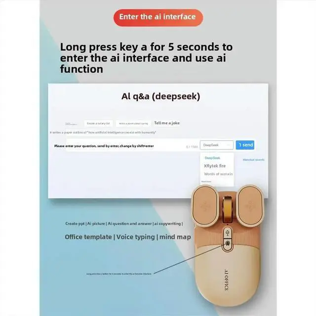Main image of USB Rechargeable AI Mouse Silent 2.4G/Bluetooth Mouse AI Voice Control for Computer/Office Green