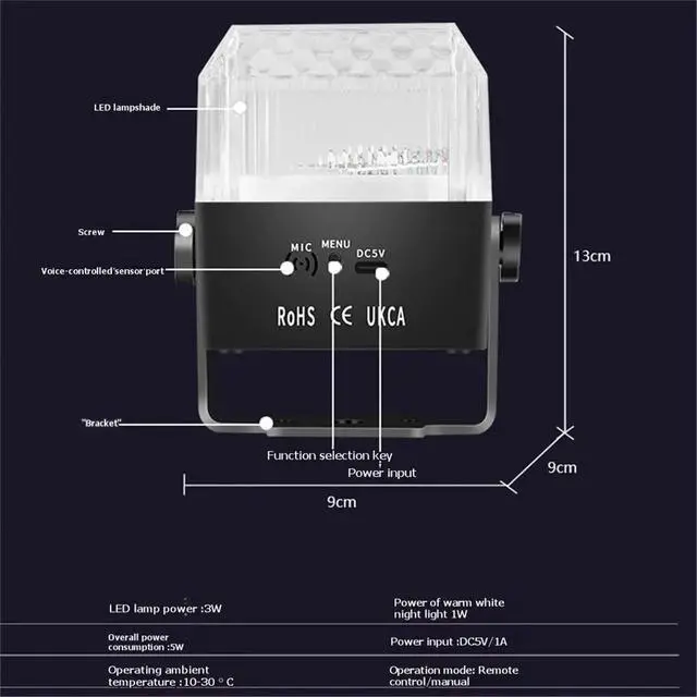 Alt view image 2 of 6 - Disco Light Mini Party Lights Sound Activated LED Night Lighting with Remote Control for Home Room Christmas Halloween