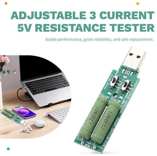 Alt view image 2 of 6 - 10pcs/Lot USB Resistor Electronic Load W/Switch Adjustable 3 Current 5V Resistance Tester
