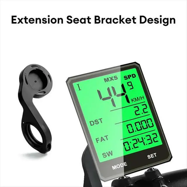 Alt view image 3 of 6 - Large Screen Bicycle Computer Bike Computer Waterproof Speedometer Odometer Cycling Stopwatch with LCD