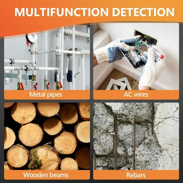 Alt view image 3 of 6 - 6-in-1 Wall l Detector Wall Stud Finder Wood Studs Voltage Live Wire Detect Wall Electric Box Finder Yellow