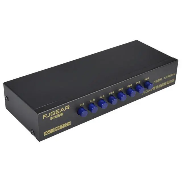 Alt view image 3 of 6 - 2025 8-Way AV Switch RCA Switcher 8 in 1 out Composite Video L/R Selector Box for DVD