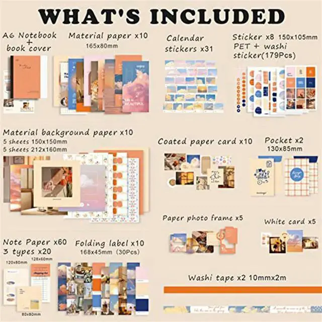 Alt view image 3 of 6 - YM-2X Aesthetic Scrapbook Kit,Junk Journal Kit With Journaling/Scrapbooking Supplies, For Teen Girl Kid (Cocoa Brownies)