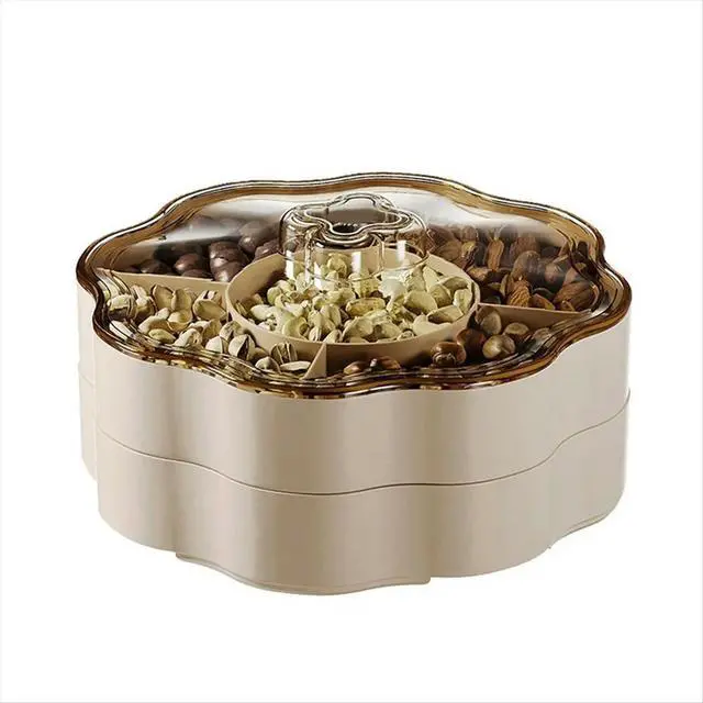 Alt view image 3 of 6 - Double-Layer Multi-Purpose Luxury Box Snacks Put Chinese Dried Fruit Room Coffee Table High-Grade Candy Box,A