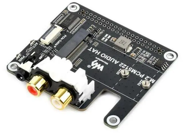 Main image of Waveshare M.2 PCM5122 AUDIO HAT,PCIe To M.2 HAT With I2S Audio Extension For Raspberry Pi,Supports NVMe Protocol Solid State