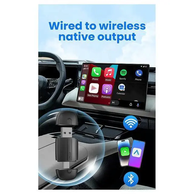 Alt view image 3 of 6 - CarPlay Android Auto Adapter 5Ghz Type-C/USB Plug and Play 2in1 Dongle for Audi Benz Volvo VW Toyota Skoda