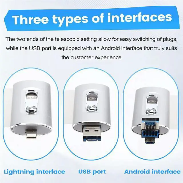 Alt view image 2 of 6 - USB Flash Drive Photostick High Speed Sticks External Pen Drive for Phone PC Copy Photo Videos Files 64GB Silver
