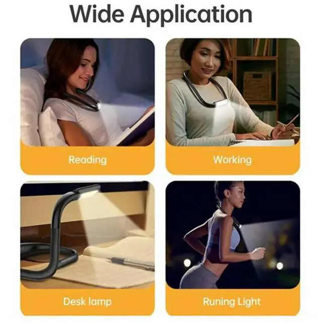 Main image of Neck Reading Light Rechargeable LED Light 3Color Adjustable Brightness Eye-Friendly Desk Lamp Bendable for Reading White