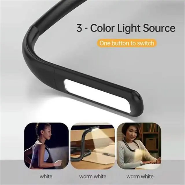 Alt view image 3 of 6 - Neck Reading Light Rechargeable LED Light 3Color Adjustable Brightness Eye-Friendly Desk Lamp Bendable for Reading White