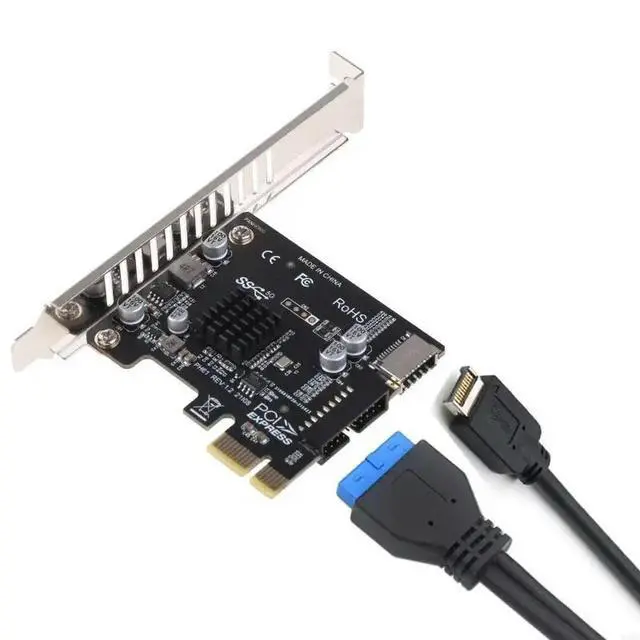 Alt view image 2 of 6 - 2025 Pcie to USB3 Type-E Front Type-C 19P Expansion Card Compatible Pci-EX1 X16